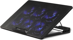 Amazon Basics Laptop Cooling Pad Stand with 6 Quiet Fans, Height Adjustable, for 12-17 inch Laptops, with USB-A and USB-C Ports