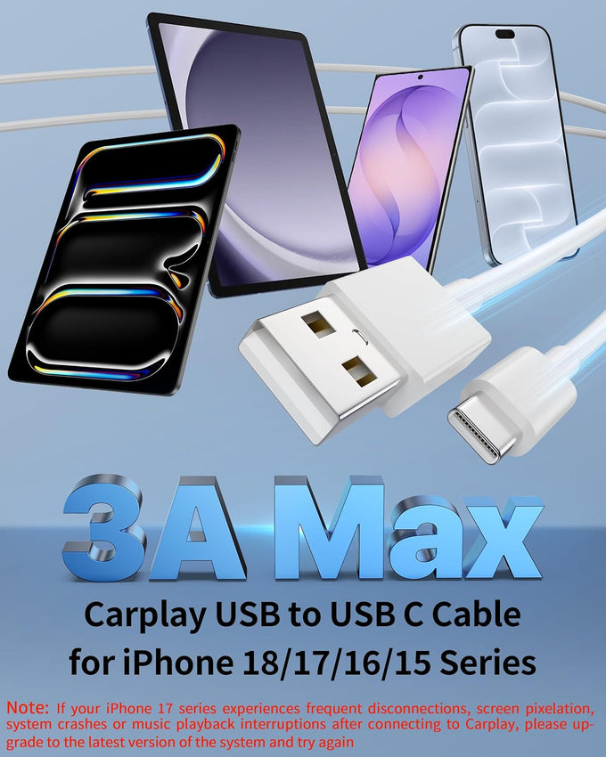 Car Carplay Cable for iPhone 18/18 Pro Max/17/16/15 Pro Max Charger Cord