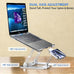 Laptop & Phone 2-in-1 Cooling Stand with Silent Fan, Adjustable Height & Angle, Carbon Steel Foldable Laptop Riser, Gaming Laptop Cooler Pad for Laptops Up to 18 Inch (Silver)
