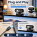 1080P Webcam for PC,90°FOV Web Camera with Noise-Canceling Microphone, USB Plug-and-Play Computer Camera, 30FPS &Privacy Cover Web Cam for Online Calling/Conferencing, Laptop/PC