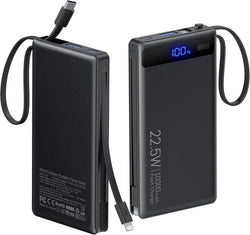 10000mAh Power Bank Built-in 2 Cables,40% Thinner 22.5W PD Portable Charger