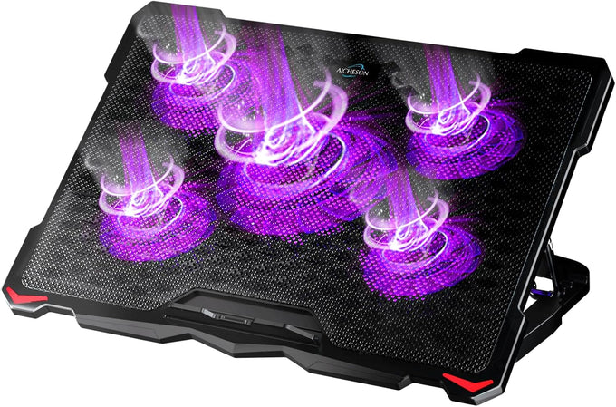 AICHESON Laptop Cooling Pad for 17.3" Notebook, Red 5 Fans
