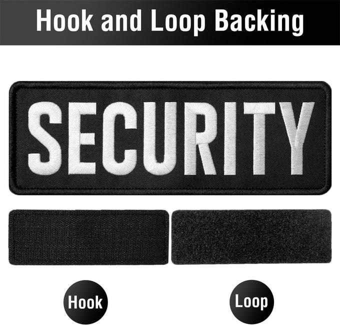 WILDREEDS 2 Pieces Hook and Loop Security Patches, Tactical Security Embroidery Patch for Police Vest Jacket Back Panel(1Pcs Small and 1Pcs Large, Black)