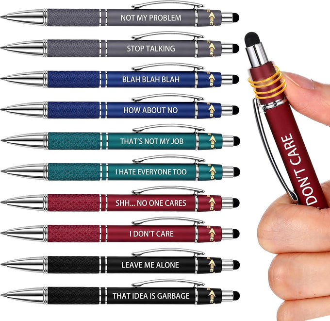 10 Pcs Basic Fidget Pen, Multicolor 2-in-1 Stylus Ballpoint Pen