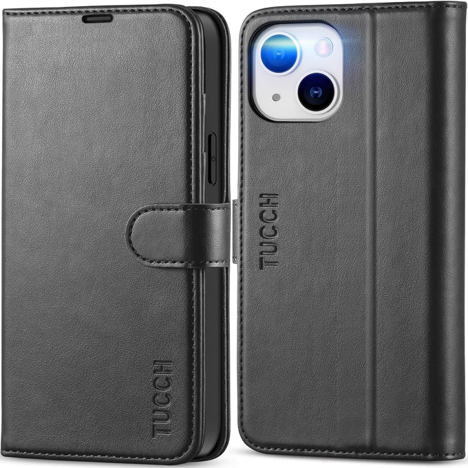TUCCH Wallet Case for iPhone 13 (6.1") 2021, 3 Card Holders, Black