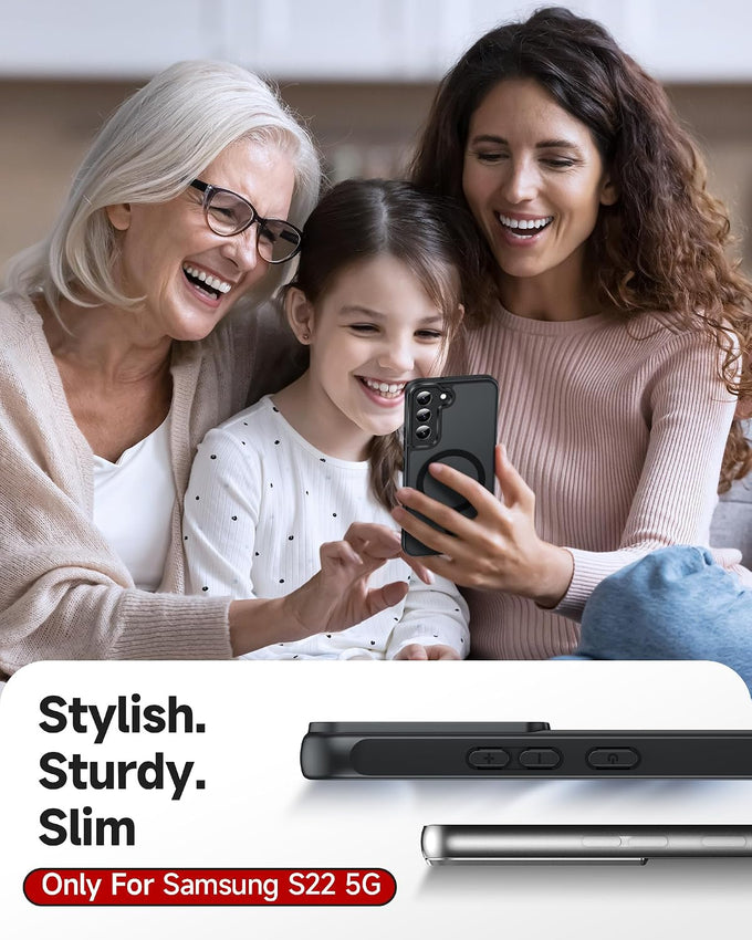 LeYi for Samsung-Galaxy-S22 Case [MagSafe Fit] Slim Translucent, Black