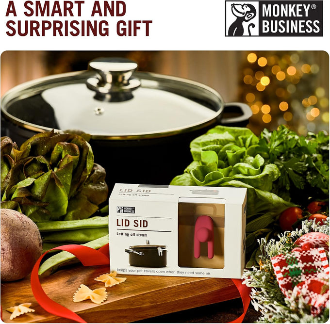 Lid Sid: Pot Lid Lifter | Pot Lid Holder that Keeps Pot from Boiling over | Helpful Kitchen Gadget to Reduce Soups and Stews | Cool Kitchen Gadgets & Cute Kitchen Accessories | by Monkey Business