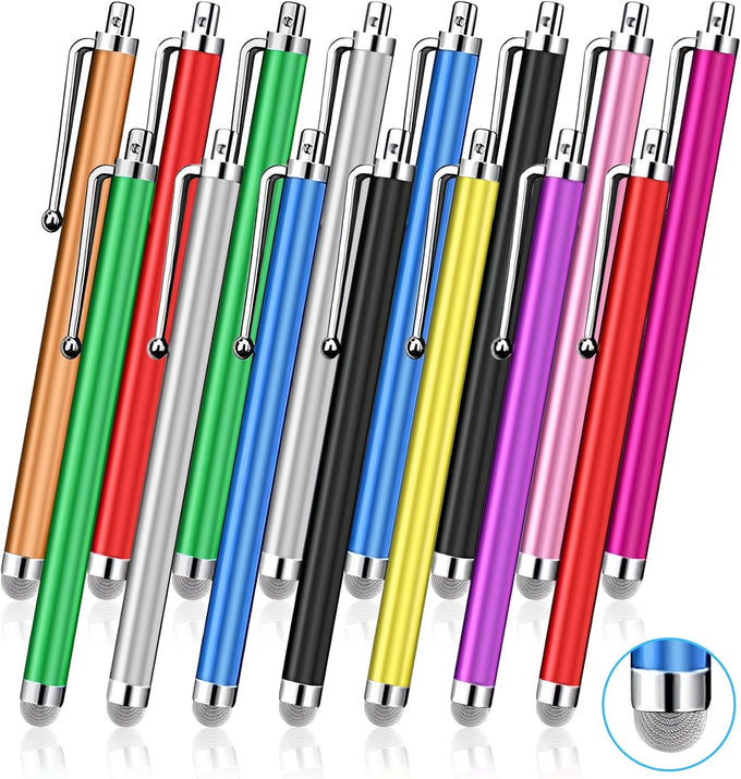 Stylus (15 PCS), Stylus for Touchscreen, Universal Fiber Tip, Pen Clip