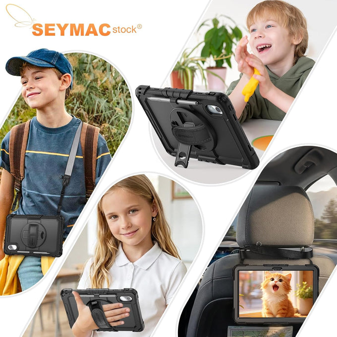 SEYMAC stock Tablet Case for Lenovo Idea Tab 11'' / M11 (TB336FU/TB330FU) 11 inch Drop-Proof Protection Cover with 360° Rotate Stand & Strap [Pen Holder] & Screen Protector 2025/2024, Black