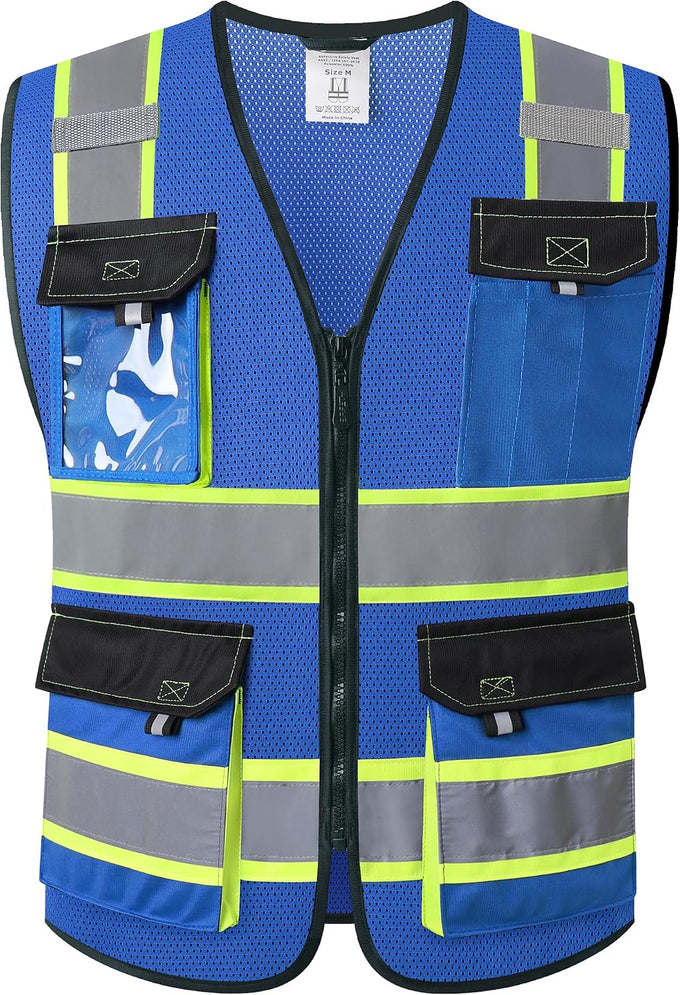 JKSafety Safety Vest for Men Women Hi Vis Reflective Vest JK220 Black L