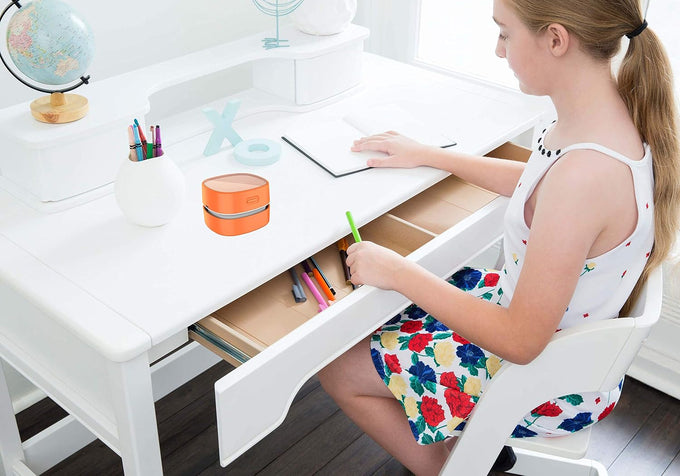 ODISTAR Mini Desktop Vacuum Cleaner for Table Dust (Orange AA Battery)