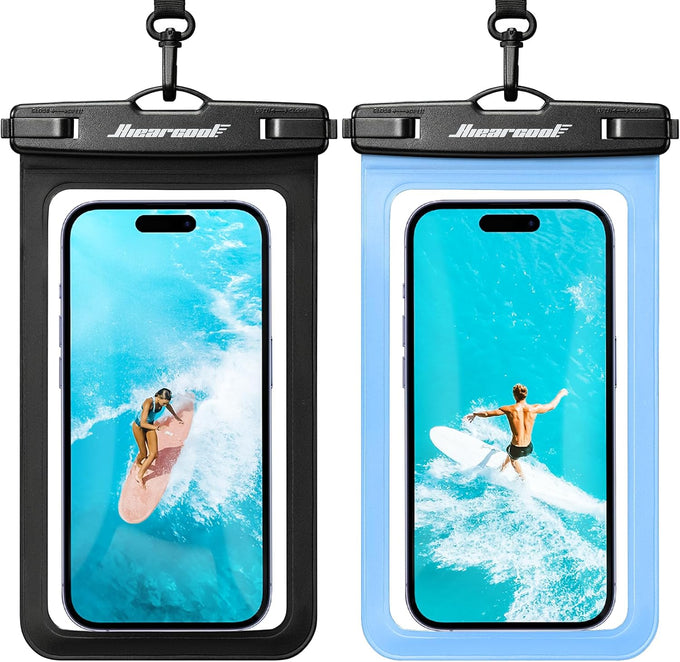 Hiearcool Waterproof Phone Pouch, Waterproof Phone Case, 2-Pack Black