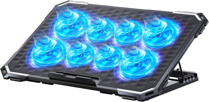 ICE COOREL Laptop Cooling Pad with 6 Cooling Fans, Cooling Pad for Laptop Fan 13-15.6 Inch, Laptop Cooler Stand with 6 Height Adjustable, Notebook Cooler Pad with Two USB Port