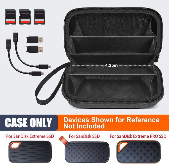 Portable SSD Case for SanDisk Extreme Pro, for Samsung T7/T9, 4 SSD Slots
