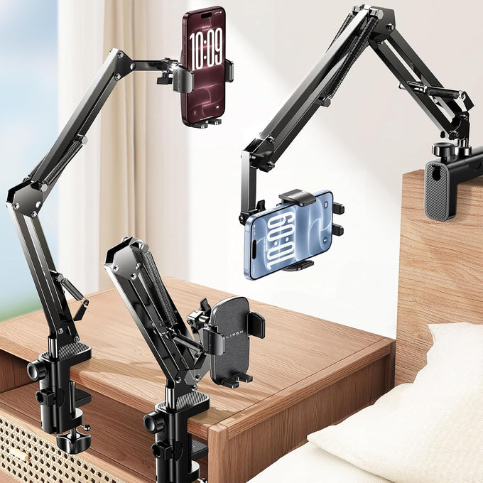 LISEN Cell Phone Holder for Bed Desk, Overhead Phone Mount iPhone Recording