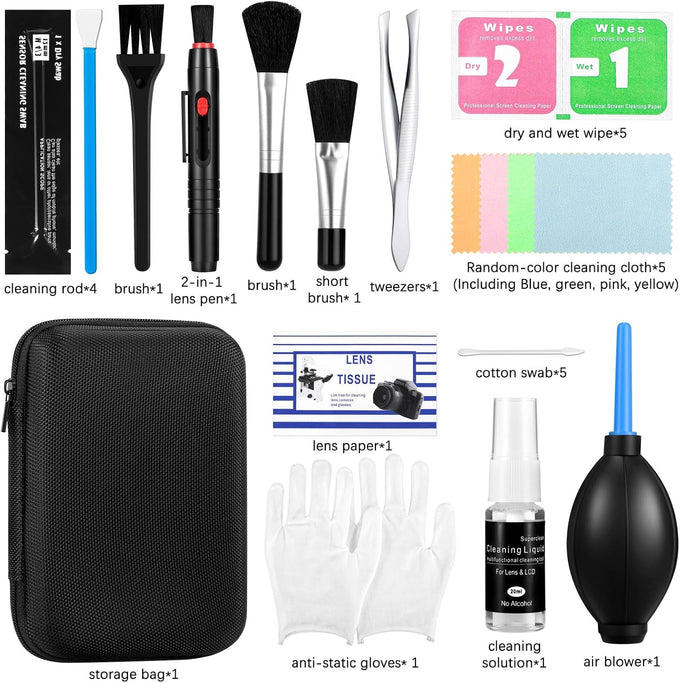 Camera Cleaning kit - Professional Camera Lens Cleaning Kit,Complete DSLR & Mirrorless Camera Sensor Cleaning Set Kit with Lens Pen, Blower, Brush, and Solution for Photography Essentials