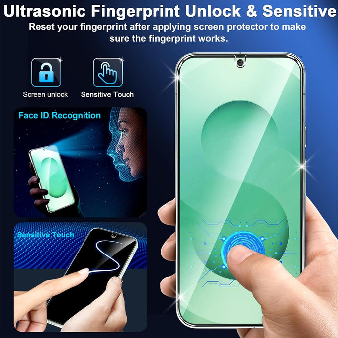 firtstnow 3 Pack for Samsung Galaxy S25 Plus Screen Protector Tempered Glass + 3 Pack Camera Lens Protector, Military Grade Shatterproof, 9H Hardness, Fingerprint Unlock, Case Friendly 6.7 Inch