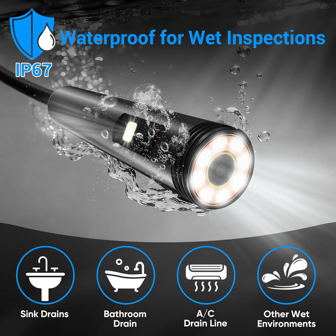 [Dual-Lens] Endoscope Camera with Light,1920P HD Borescope Inspection Tools
