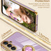 Dretal Plated Gold Edge Rotate Kickstand Case for Samsung Galaxy A16-Purple