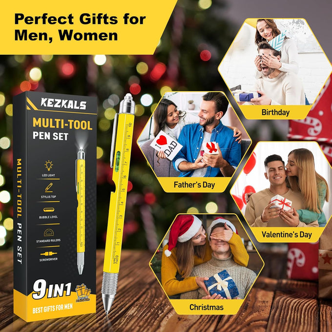 KEZKALS Gifts for Men 9 in 1 Multitool Pen Stocking Stuffers for Men Adults