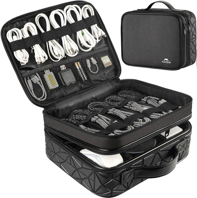 MATEIN Cord Organizer Case with Adjustable Divider, Large DJ Cable File Bag