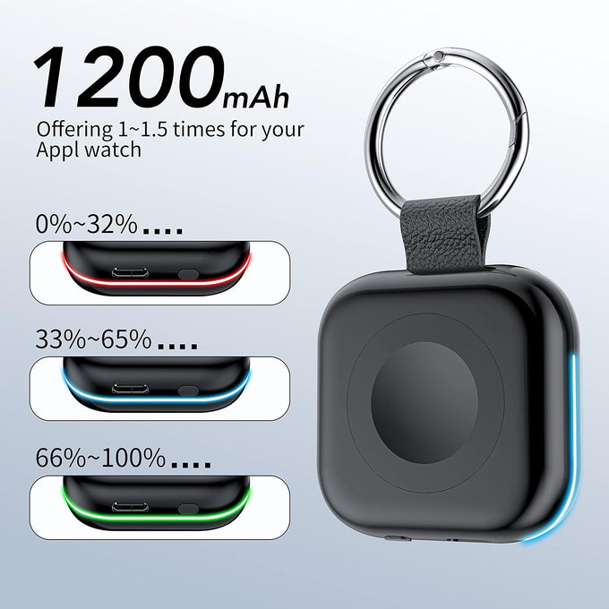 HUOTO Portable Charger for Apple Watch,Wireless Magnetic iWatch Charger 1200mAh Power Bank Travel Keychain Accessories Smart Chargers for Apple Watch Series 11/10/9/8/7/6/SE/5/4/3/2/1/UItra/UItra 2