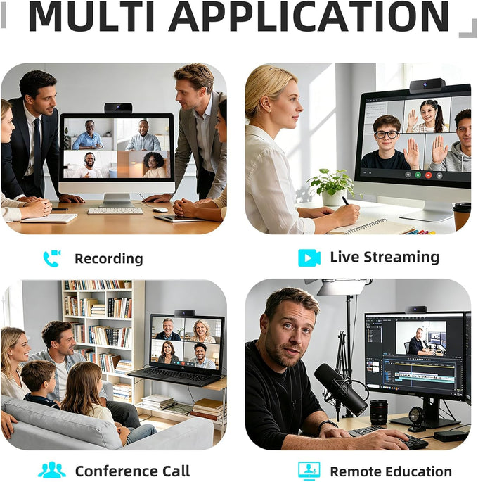 1080P HD Webcam with Microphone, Streaming Computer Camera for Laptop PC