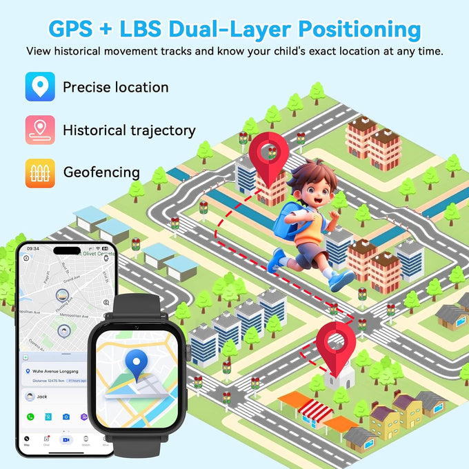 4G Kids Smart Watch Phone GPS, Smartwatch for Boys Girls Ages 4-12 Years with Video Call Chat Class Mode SOS Camera Alarm Games Parental App Touch Watch Gifts for Children (Includes SIM Card) Grey