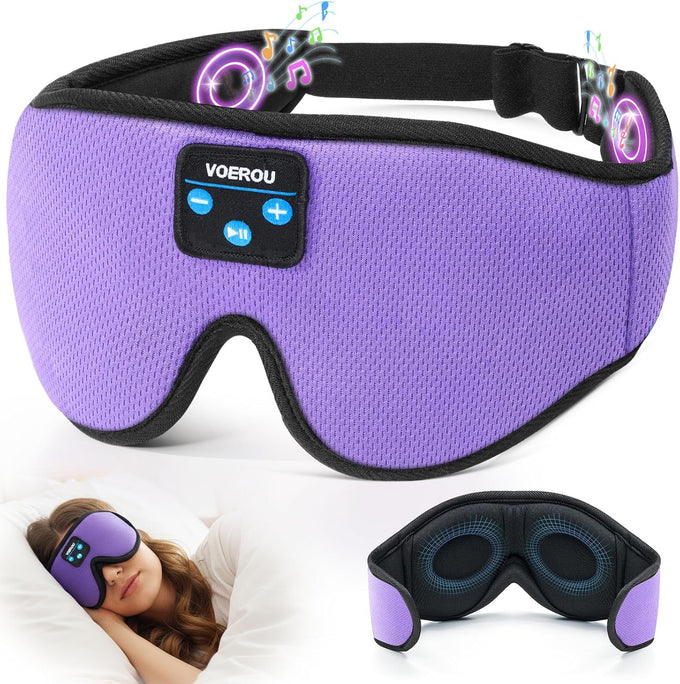 Voerou Sleep Mask Bluetooth 5.4 Headphones, Eye Masks for Sleeping with Ultra-Thin Stereo Speakers, Sleeping Mask Wireless Earbuds for Men Women Sleep, Cool Tech Gadgets for Teen Boys