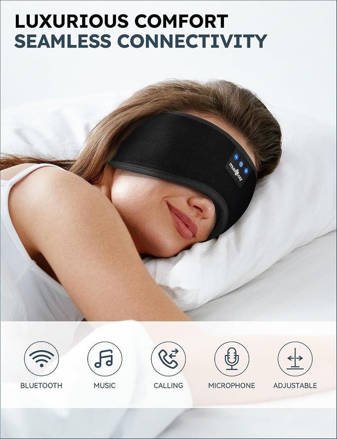 MUSICOZY Bluetooth 5.4 Sleep Headphones Sleeping Eye Mask Earbuds Headband