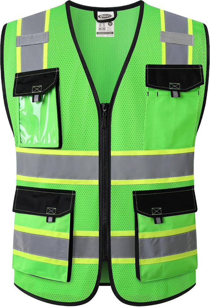 JKSafety Safety Vest for Men Women Hi Vis Reflective Vest JK220 Black L