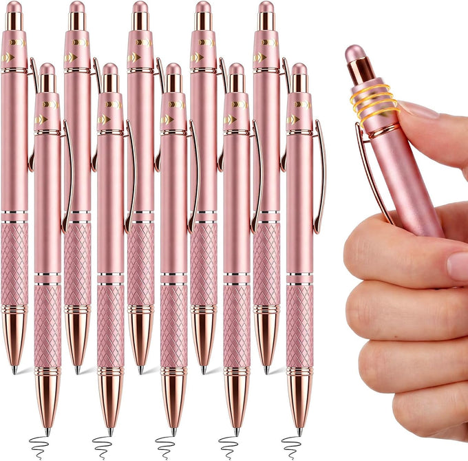 10 Pcs Basic Fidget Pen, Multicolor 2-in-1 Stylus Ballpoint Pen