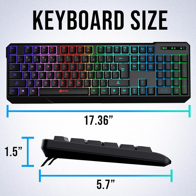 KLIM Chroma Wired Gaming Keyboard, US QWERTY Layout, Chromatic RGB Lighting