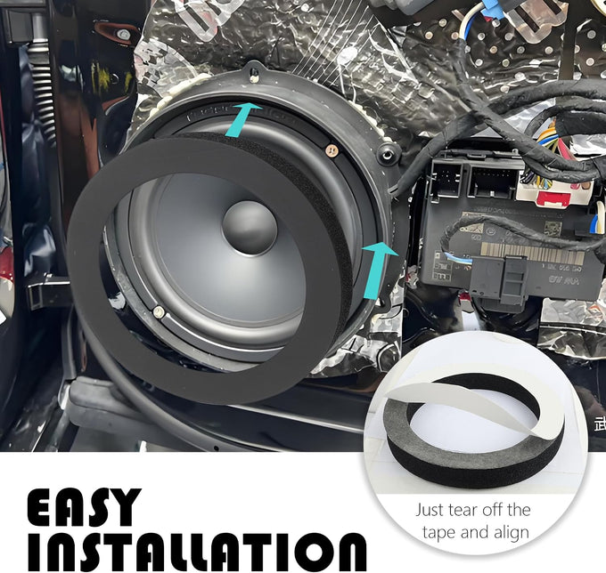 4PCS 6.5 Speaker Rings,Self Adhesive Speaker Foam for Enhancing Stereo Sound,High Resilience Speaker Baffles 6.5 inch Car Audio Accessories Avoid Sound Diffusion for Car SUV Truck