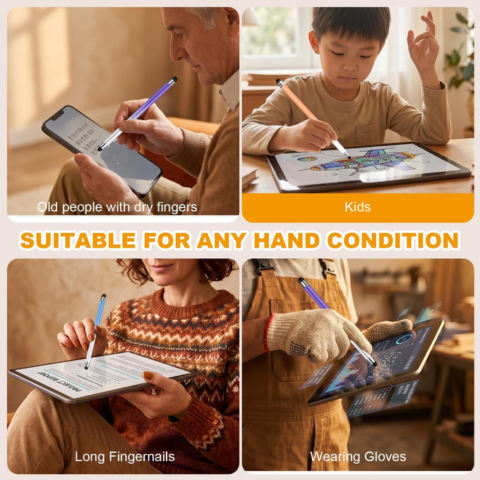 Stylus (10 Pcs), 2-in-1 Stylus Pen for Touch Screen, High Precision and Sensitivity, Suitable for iPad/iPhone/Samsung/Android Smartphone and Tablets, Compatible with All Touch Screen