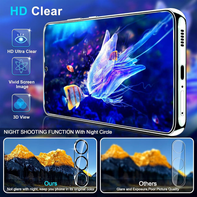 firtstnow 3 Pack for Samsung Galaxy S25 Plus Screen Protector Tempered Glass + 3 Pack Camera Lens Protector, Military Grade Shatterproof, 9H Hardness, Fingerprint Unlock, Case Friendly 6.7 Inch