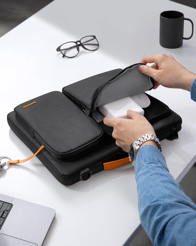 tomtoc Laptop Shoulder Bag for 2026 14 Inch MacBook Pro M5/M4/M3/M2/M1 Pro/Max 2026-2021, 13.5-14.4 Surface Laptop 7/6/Studio 2, Surface Book 3, 360 Protective Case Fit Asus VivoBook