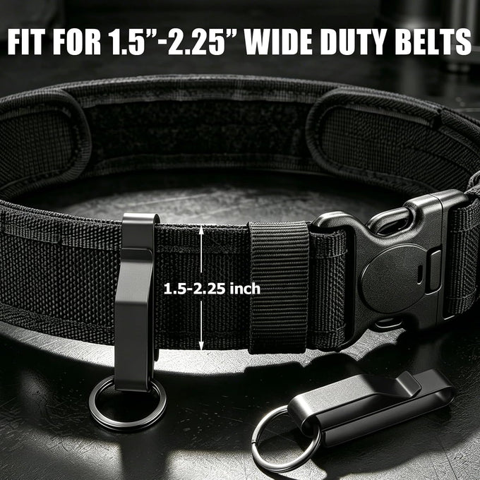 Duty Belt Key Holder, 2 Pack Belt Key Clip, Stainless Steel Stealth Belt Loop Key Ring Holder with 4 Keyrings UIInosoo for Handcuff Fits Max 2.25 Inch Belt