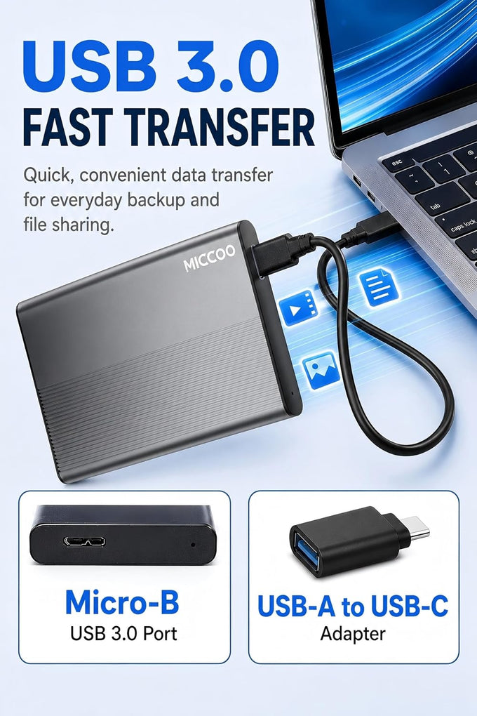 500GB External Hard Drive, Portable HDD Expansion Storage