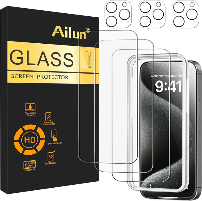 Ailun Screen Protector + Camera Lens Protector for iPhone 15 Pro Max