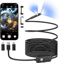 Dual-Lens Endoscope Camera with Light, 1920P HD Borescope Inspection Camera