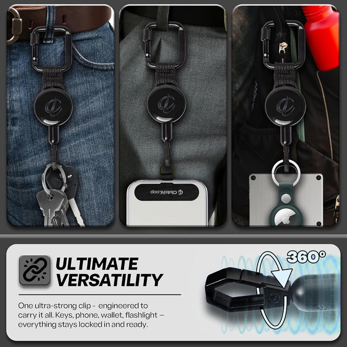 ClutchLoop Retractable Anti-Theft Phone Tether Lanyard Locking Carabiner