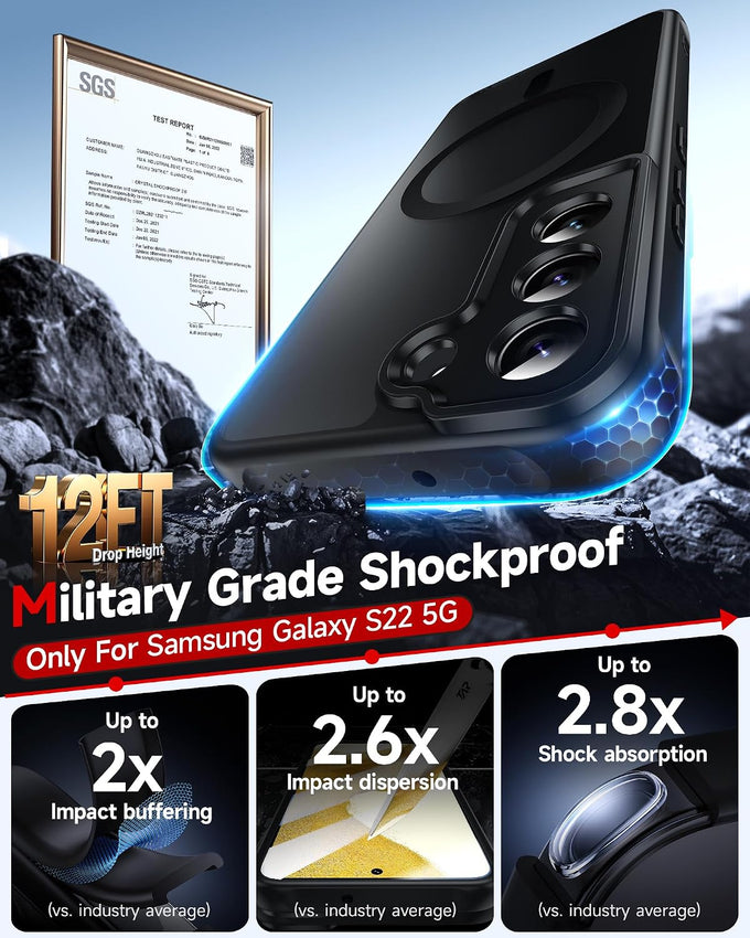 LeYi for Samsung-Galaxy-S22 Case [MagSafe Fit] Slim Translucent, Black