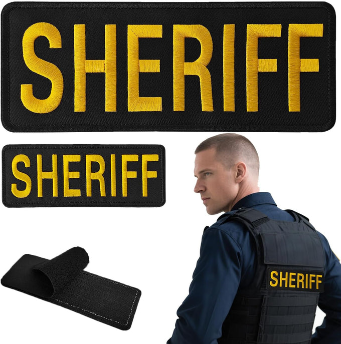WILDREEDS 2 Pieces Hook and Loop Security Patches, Tactical Security Embroidery Patch for Police Vest Jacket Back Panel(1Pcs Small and 1Pcs Large, Black)