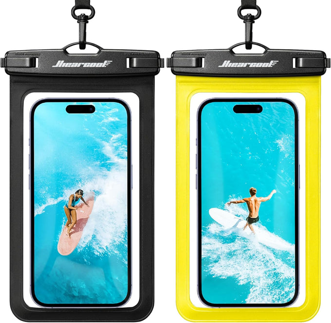 Hiearcool Waterproof Phone Pouch, Waterproof Phone Case, 2-Pack Black