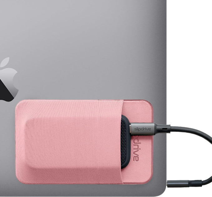 Slipdrive - Portable Hard Drive Sleeve for Laptop - SSD Solid State Drive - Reusable Adhesive - Stick on External Hard Drive Carrying Case - Pocket Pouch (Small, Black)