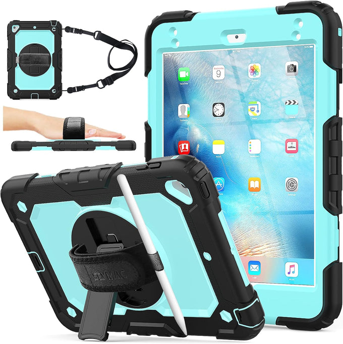 SEYMAC stock Case for iPad (A16) 11th/10th Generation 11''/10.9'' 2025/2022, Full-Body Drop Protection Case with Screen Protector &360° Rotate Hand Strap/Stand, Black