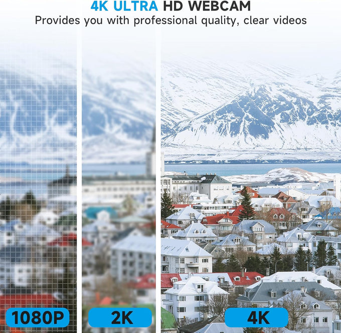 AOC 4K Webcam for PC, Streaming Computer Camera with Noise-Canceling Mic