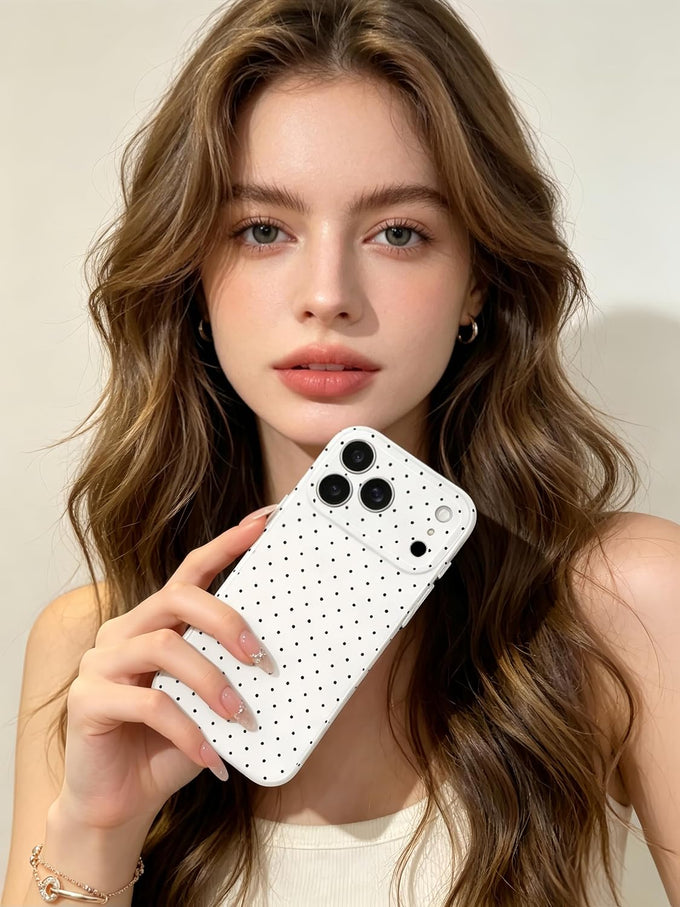 For iPhone 18 Pro Case / iPhone 17 Pro Case Cute Polka Dot Cover, White