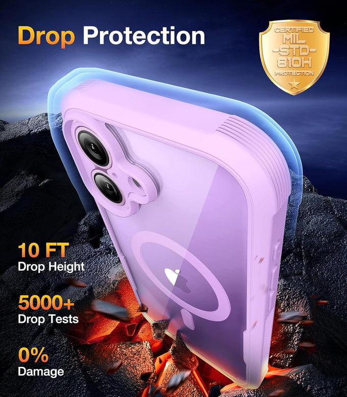 Diaclara Magnetic for iPhone 17 Case, Full Body & Screen Protector,Purple